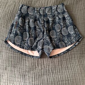 Black and White Athletic Shorts with Elastic Waistband